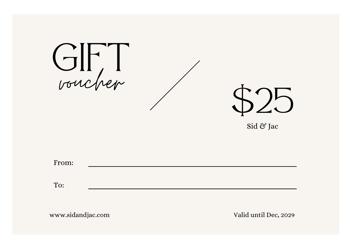 Sid & Jac Gift Cards